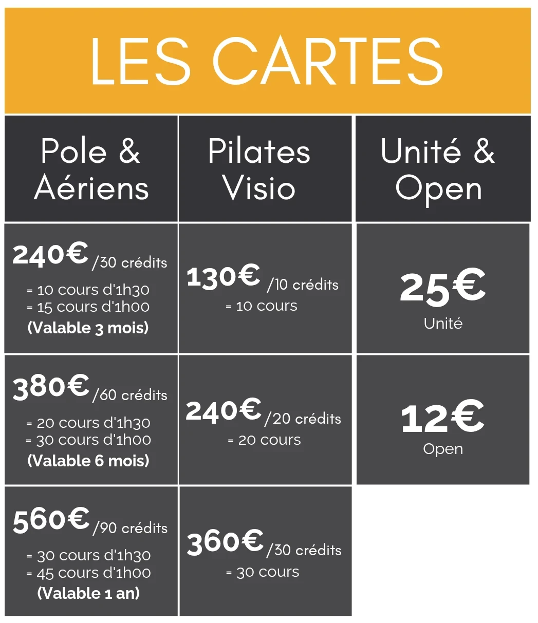 Les cartes chez Artistic Pole